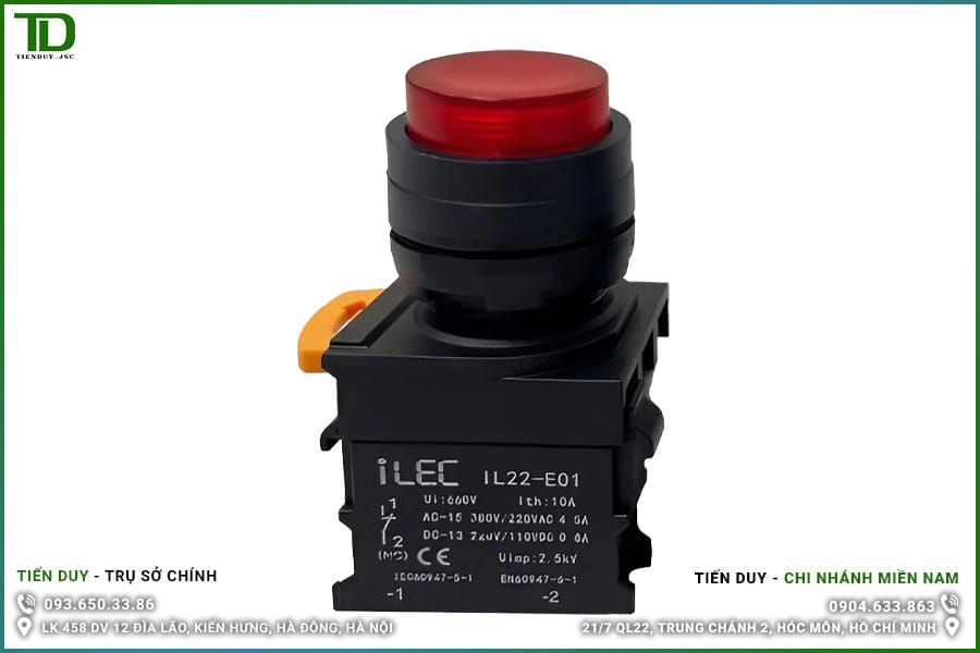 IL22-BD-M01-R Nút Nhấn Có Đèn ILEC Ø22 Màu Đỏ Loại Lồi 1 IL22-BD-R Nút Nhấn Có Đèn ILEC Ø22 Màu Đỏ Loại Lồi