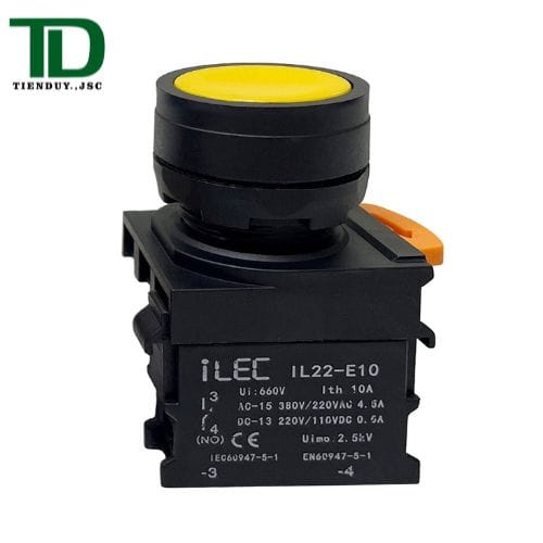 IL22-BN-10Y Nút Nhấn ILEC Ø22 Màu Vàng
