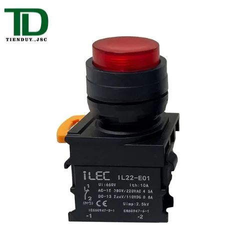 IL22-BD-B01-R Nút Nhấn Có Đèn ILEC Ø22 Màu Đỏ Loại Lồi