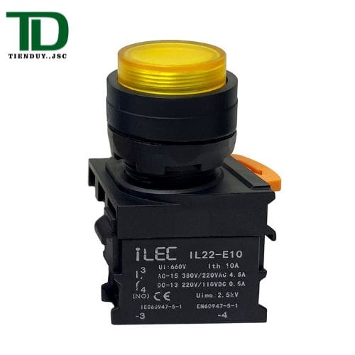 IL22-BD-B10-Y Nút Nhấn Có Đèn ILEC Ø22 Màu Vàng Loại Lồi