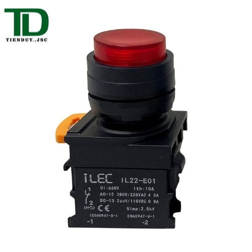 IL22-BD-M01-R Nút Nhấn Có Đèn ILEC Ø22 Màu Đỏ Loại Lồi