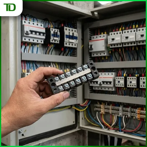 Ứng dụng của cầu đấu domino trong tủ điện chiếu sáng nhà xưởng