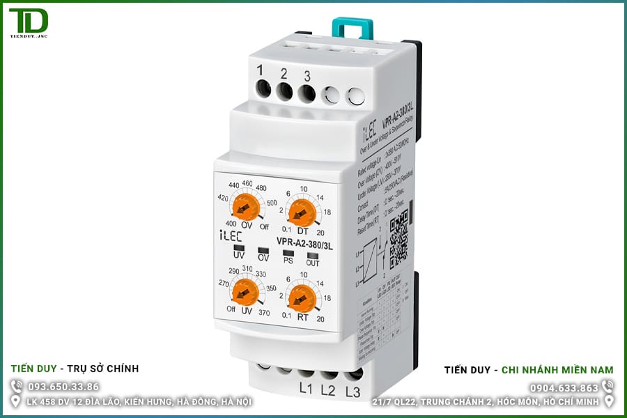 VPR-A2-380/3L Relay Bảo Vệ Điện Áp & Pha ILEC 1 VPR-A2-380/3L Relay Bảo Vệ Điện Áp & Pha ILEC