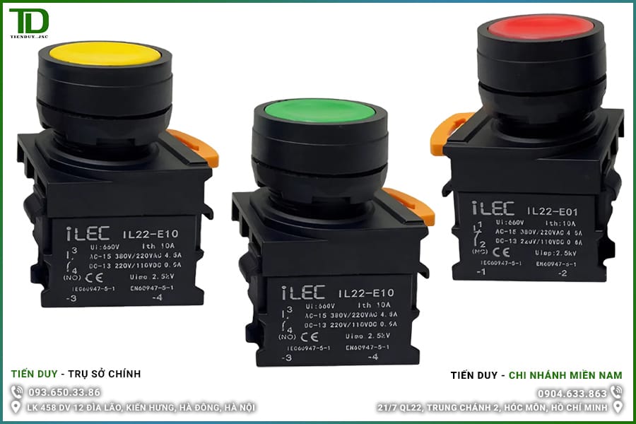 IL22-BDF-B11-R Nút Nhấn Có Đèn ILEC Ø22 Màu Đỏ Loại Phẳng 2 IL22-BDF Nút Nhấn Có Đèn ILEC Ø22 Loại Phẳng
