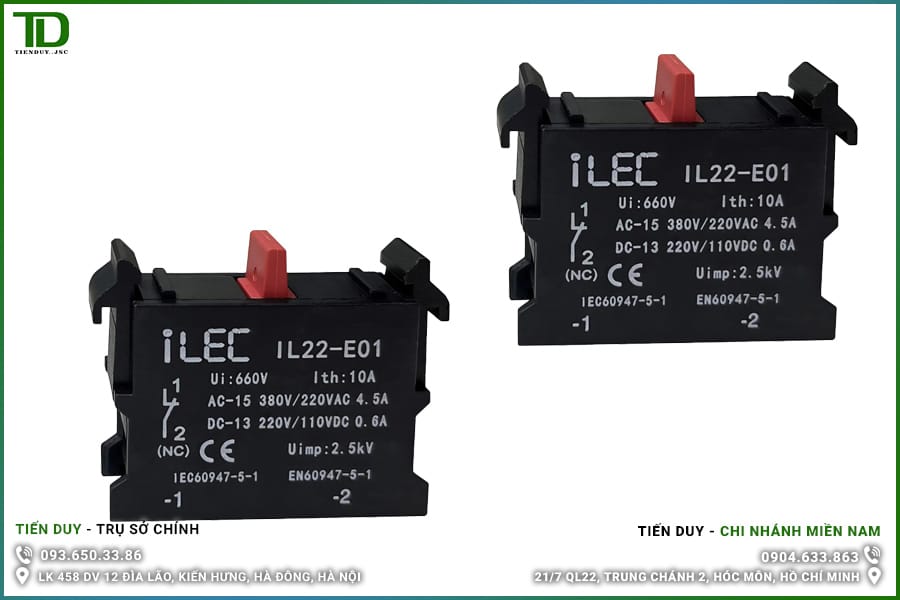 IL22-E01 Tiếp điểm phụ ILEC Ø22 1 IL22-E01 Tiếp điểm phụ ILEC Ø22