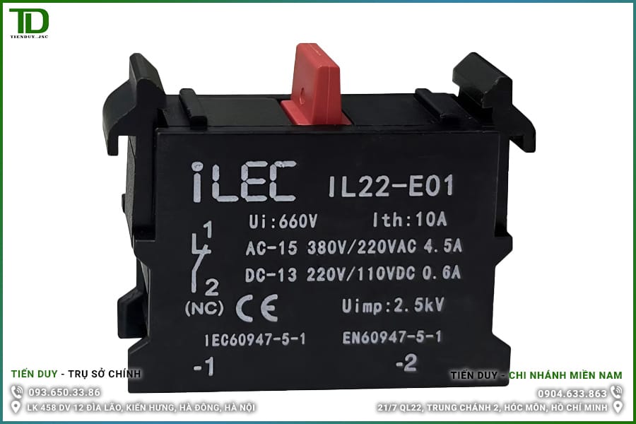 IL22-E01 Tiếp điểm phụ ILEC Ø22 2 IL22-E01 Tiếp điểm phụ ILEC Ø22