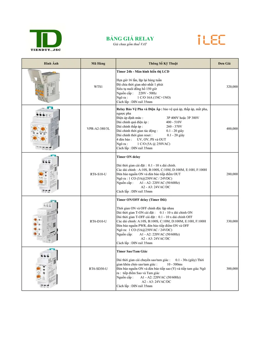 Bảng báo giá thiết bị điện ILEC mới nhất 2026 8 Báo giá thiết bị điện ILEC 2026 trang 05