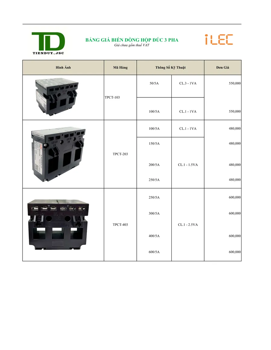 Bảng báo giá thiết bị điện ILEC mới nhất 2026 12 Báo giá thiết bị điện ILEC 2026 trang 09