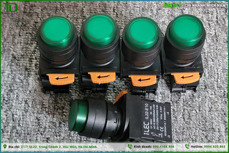 Nút nhấn có đèn ILEC (24V, 220V) (hình 1)
