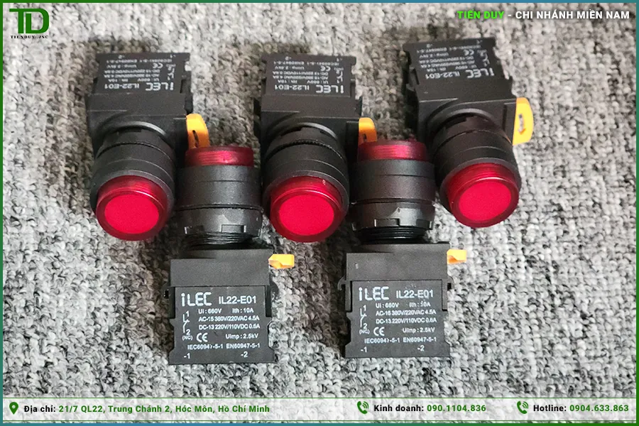 Nút nhấn có đèn ILEC (24V, 220V) (hình 2)