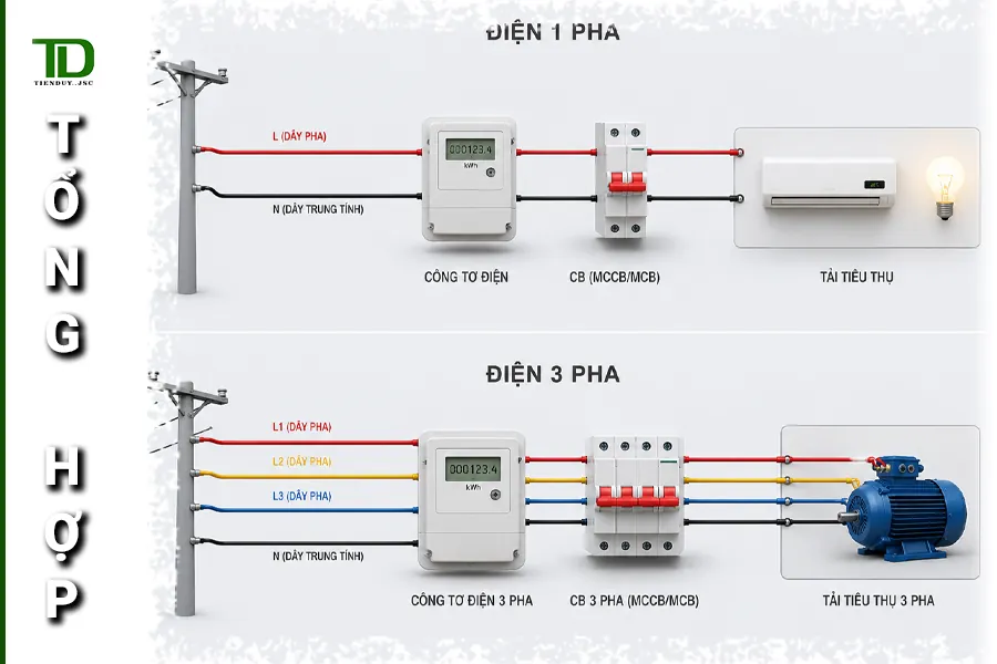 Điện 1 pha và điện 3 pha là gì? Khi nào cần và nên lắp điện 3 pha cho gia đình? 1 Điện 1 pha và điện 3 pha là gì? Khi nào cần và nên lắp điện 3 pha cho gia đình? (Hình 1)
