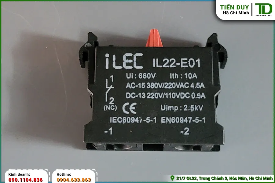 Giải đáp cách dùng tiếp điểm phụ ILEC cho nút nhấn (hình 1)