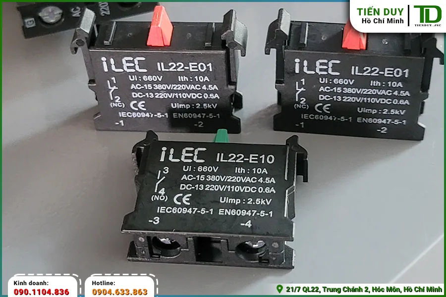 Giải đáp cách dùng tiếp điểm phụ ILEC cho nút nhấn (hình 4)
