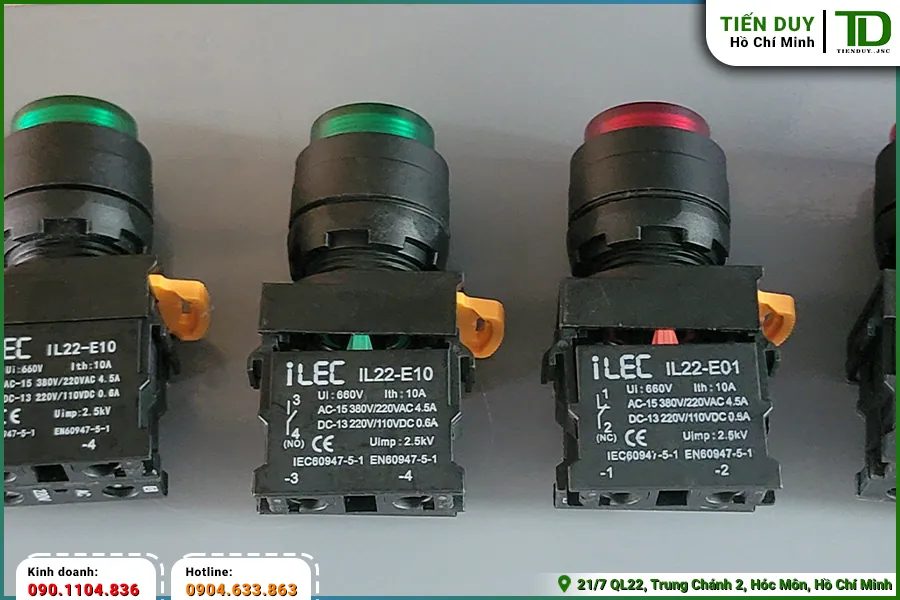 Giải đáp cách dùng tiếp điểm phụ ILEC cho nút nhấn (hình 5)