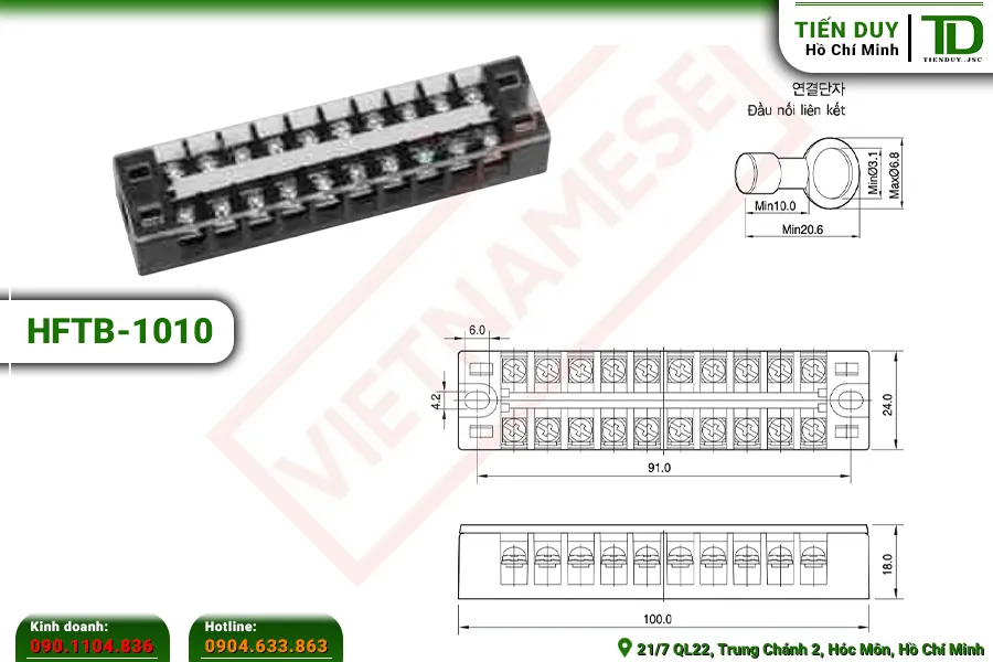 HFTB-1010 Cầu đấu khối Hivero: Kích thước | Tiến Duy Miền Nam