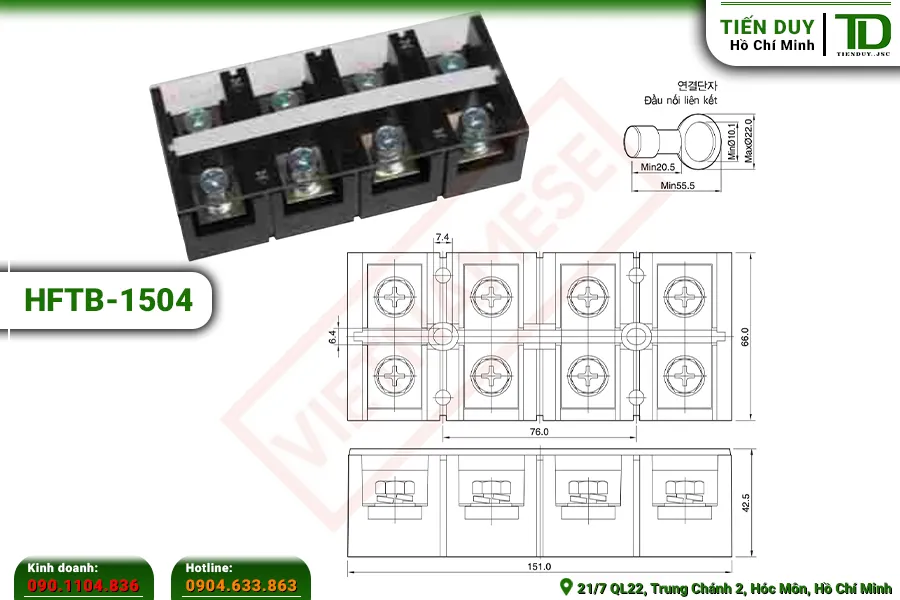 HFTB-1504 Cầu đấu khối Hivero: Kích thước | Tiến Duy Miền Nam