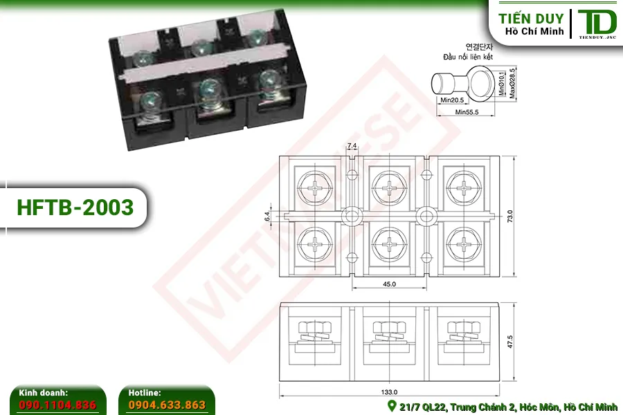 HFTB-2003 Cầu đấu khối Hivero: Kích thước | Tiến Duy Miền Nam