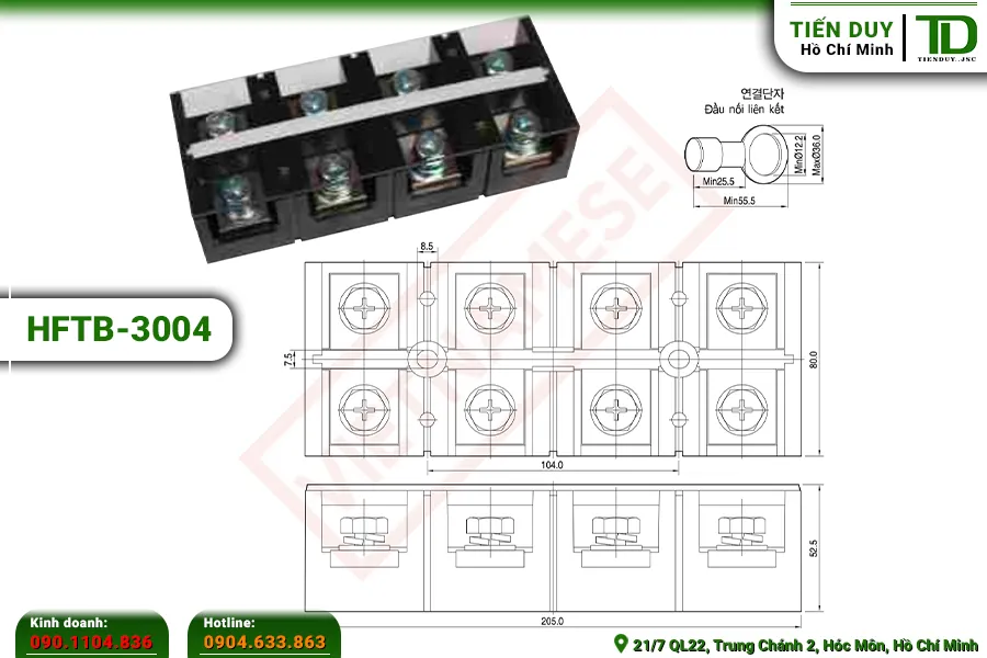 HFTB-3004 Cầu đấu khối Hivero: kích thước | Tiến Duy Miền Nam