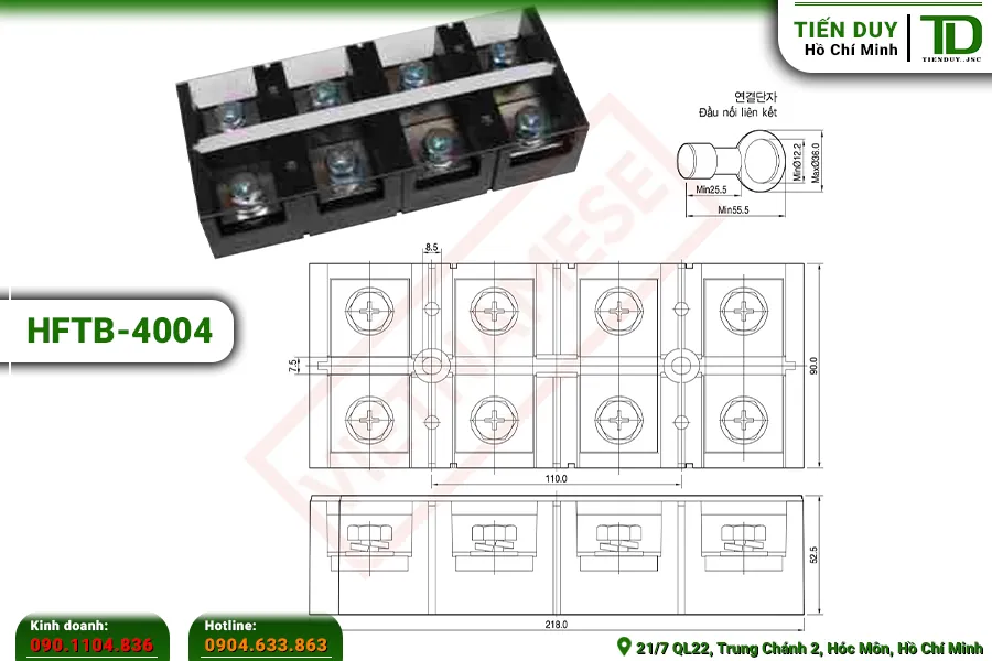 HFTB-4004 Cầu đấu khối Hivero: kích thước | Tiến Duy Miền Nam