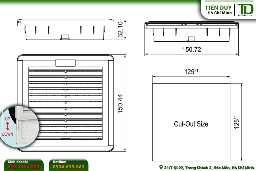 NTL-SF150 Tấm Lọc Bụi Tủ Điện Natural 150x150mm 1 Thông số: NTL-SF150 tấm lọc bụi tủ điện 150x150mm