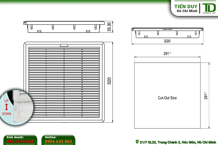 NTL-SF322 Tấm Lọc Bụi Tủ Điện Natural 320x320mm 1 Thông số NTL-SF322 tấm lọc bụi tủ điện 320x320mm