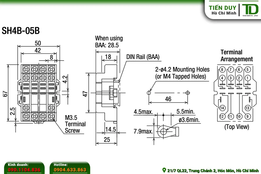 Thông số mã SH4B-05B Đế Relay Trung Gian IDEC 4 Cực Tiêu Chuẩn | Tiến Duy Miền Nam