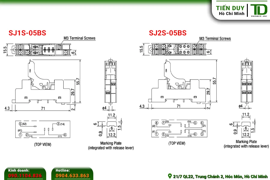 SJ2S-05BS Đế Relay Trung Gian IDEC (Cho RJ2S) 1 Thông số dòng SJ Đế Relay Trung Gian IDEC 1 Cực Mỏng | Tiến Duy Miền Nam