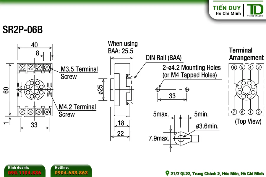 Thông số mã SR2P-06B Đế Relay Timer IDEC 8 Chân Tròn Tiêu Chuẩn | Tiến Duy Miền Nam