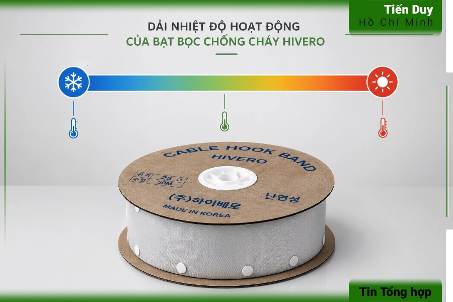 Dải nhiệt độ hoạt động của bạt bọc chống cháy Hivero là bao nhiêu?