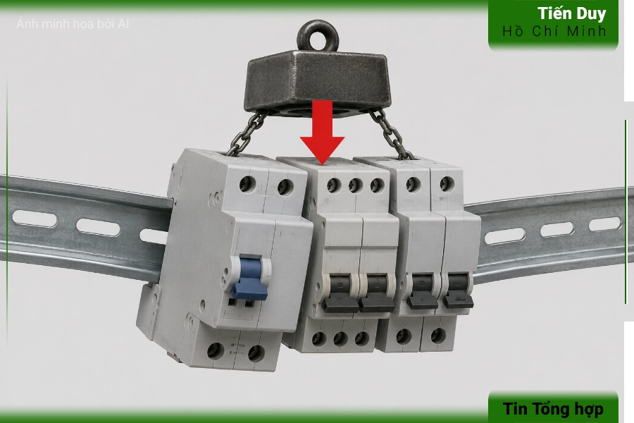 Các trường hợp không nên dùng thanh din rail trong hệ thống điện 1 Trường hợp không nên dùng thanh din rail: thiết bị có tải trọng vượt quá giới hạn cơ học