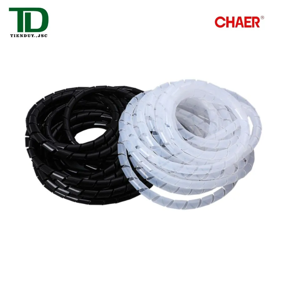 RG D10 Ống ruột gà phi 10 CHAER trắng đen cuộn 10m